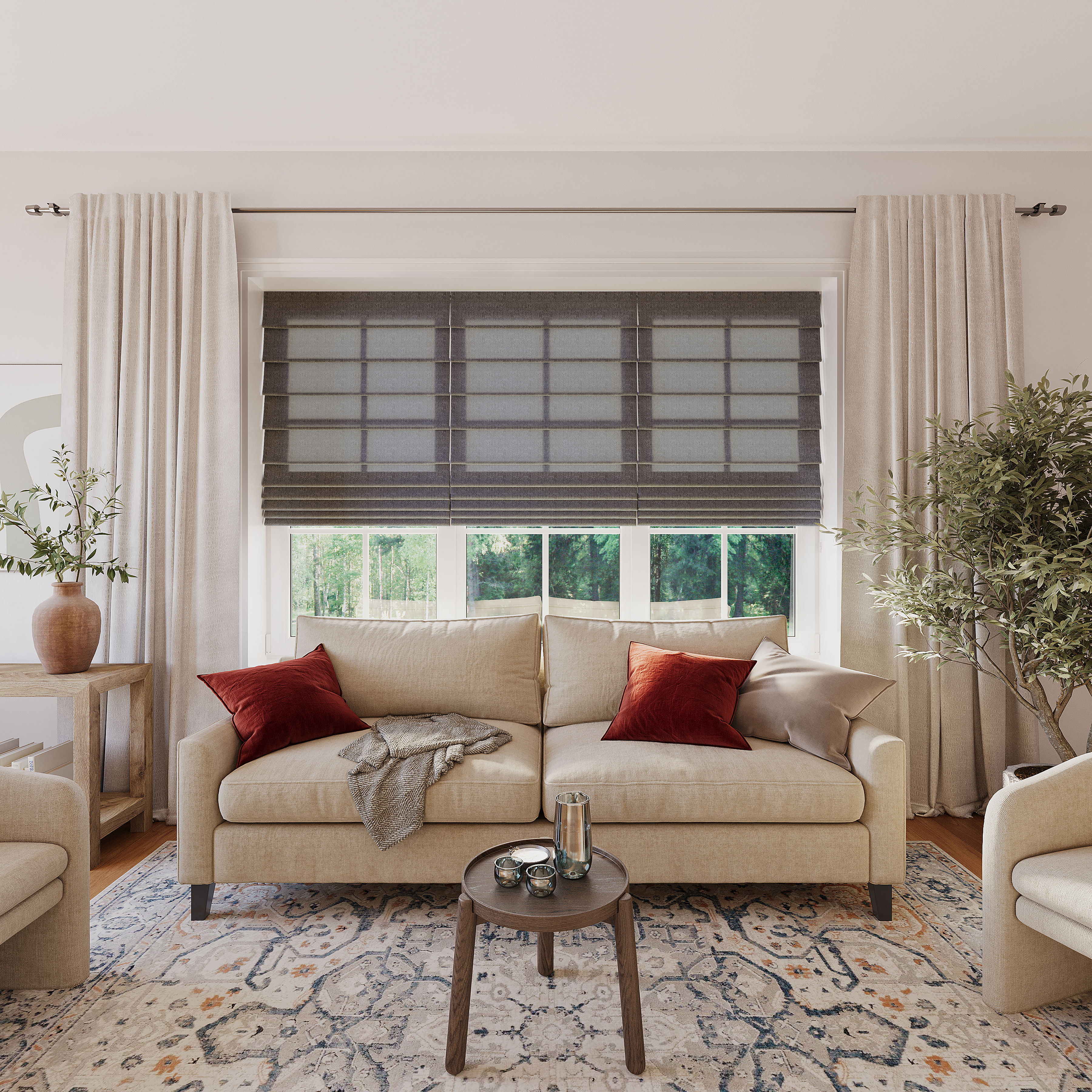 Roman shades on windows