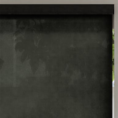 Patio area with dark outdoor shades providing sun protection and privacy for outdoor living spaces