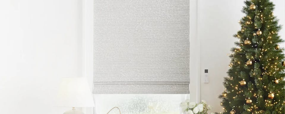 Roller shades on window