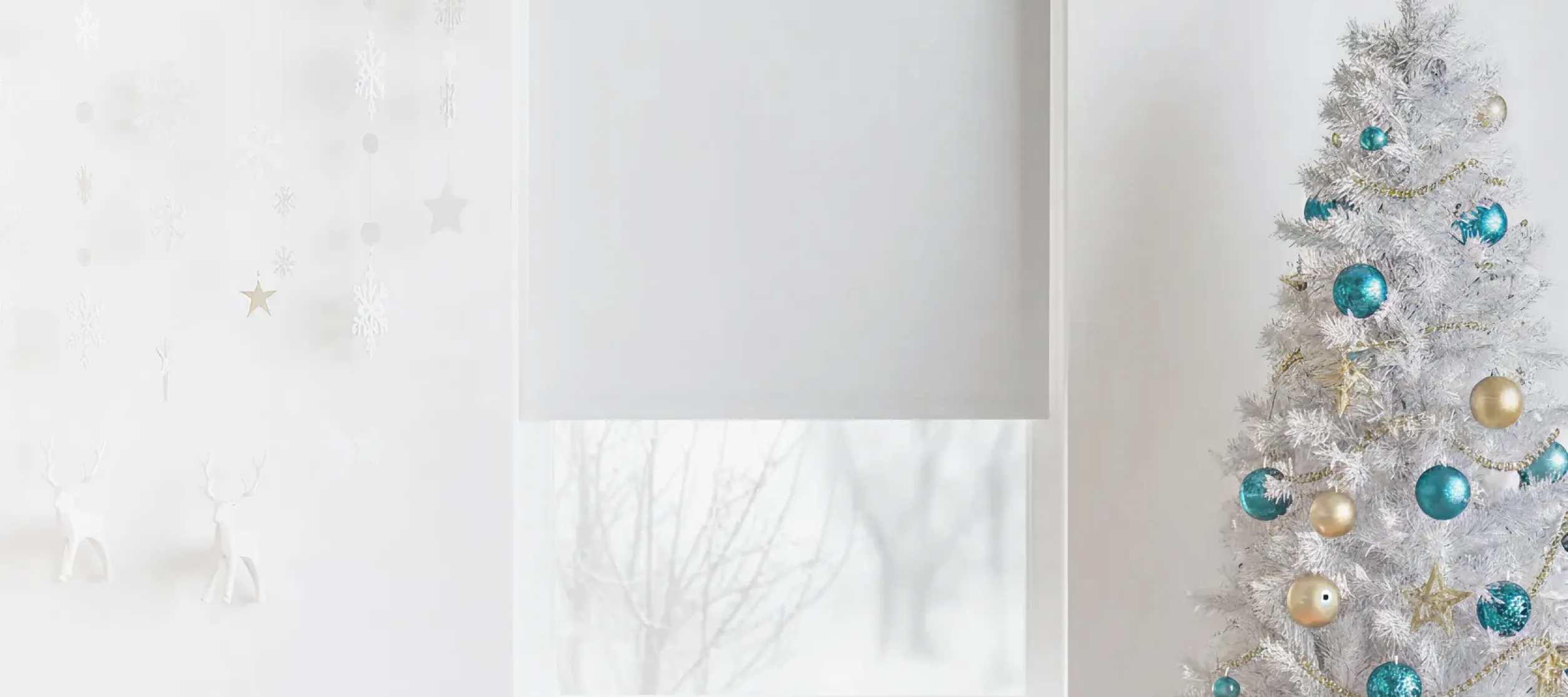 Roller shades on window