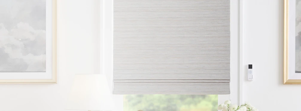 Roller shades on window