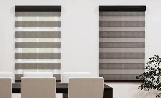 Roller shades on windows