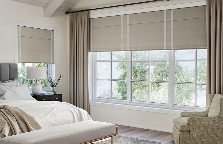 Roman shades on windows