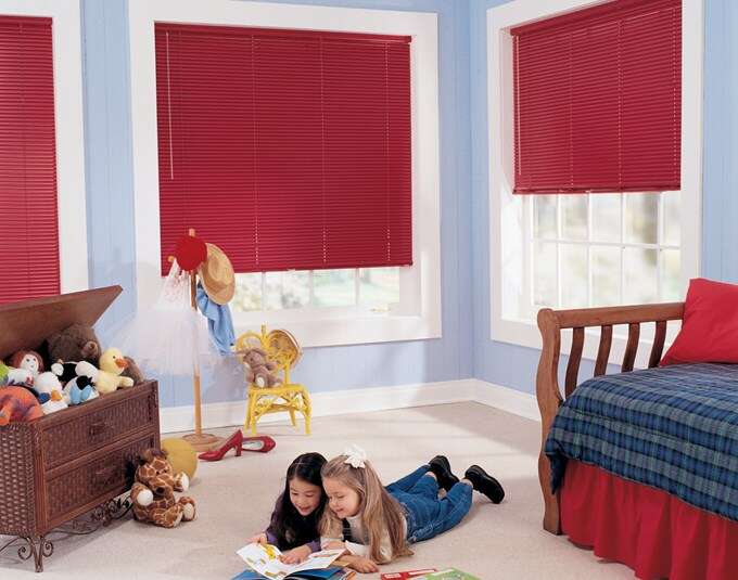 Bali brand mini blinds in a bedroom