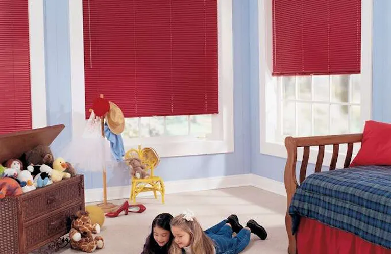 Bali brand mini blinds in a bedroom