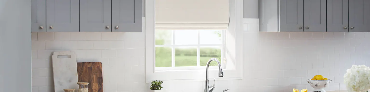 Roman shade on window