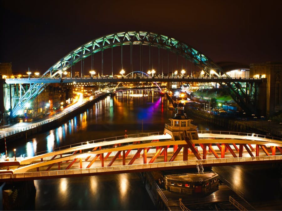 A night time image of the Tyne Bridge in Newcastle upon Tyne.