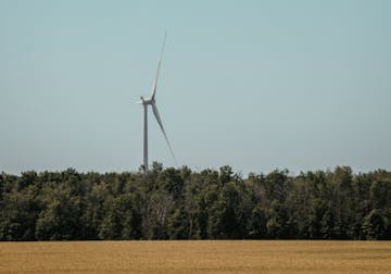 wind turbine across countryside