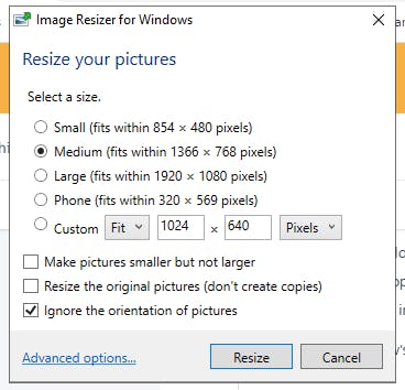 Image Resizer options Image Resizer options