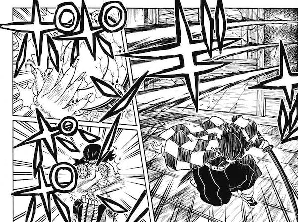 Kimetsu no Yaiba manga panel with loud SFX Kimetsu no Yaiba manga panel with loud SFX