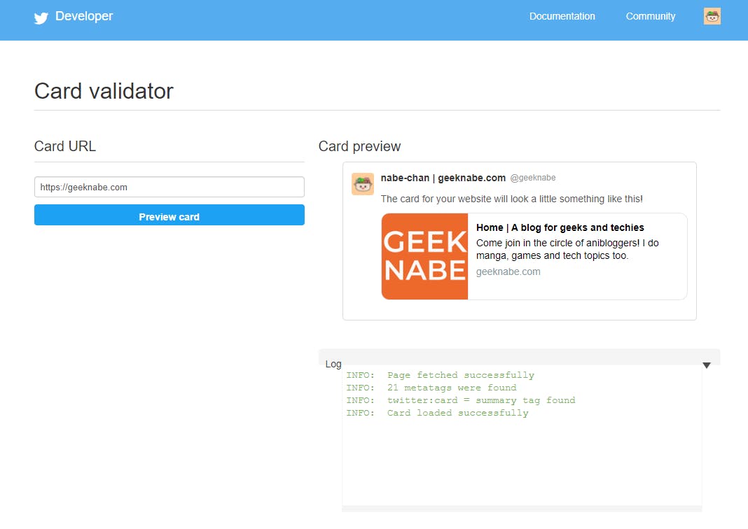 Twitter Card Validator scrapped link example Twitter Card Validator scrapped link example