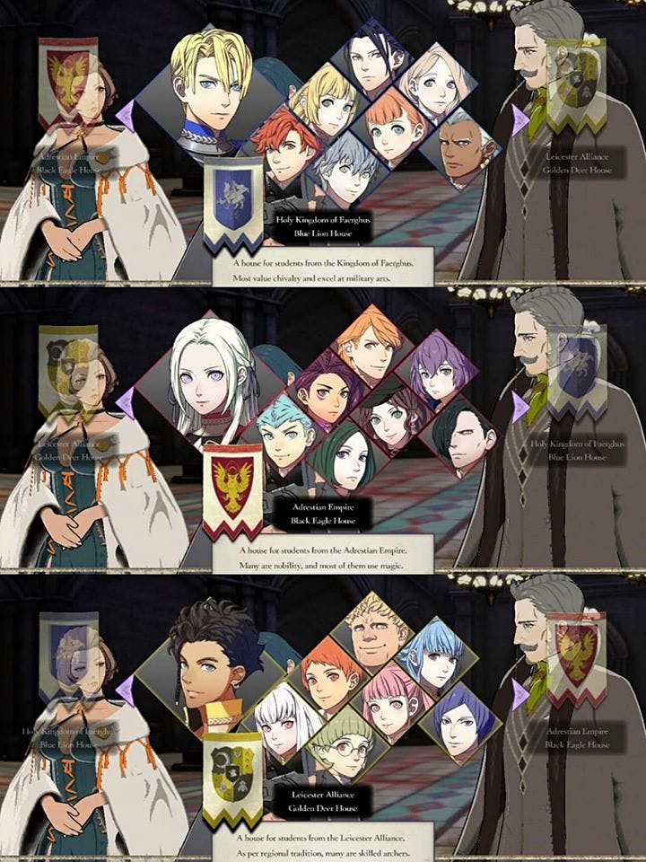 All Fire Emblem houses you can choose! All Fire Emblem houses you can choose!