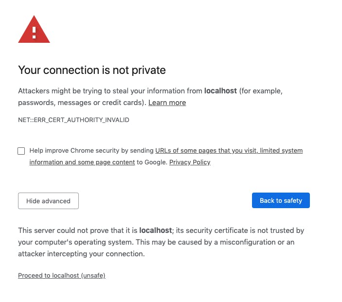 Chrome's warning page for unsafe site Chrome's warning page for unsafe site