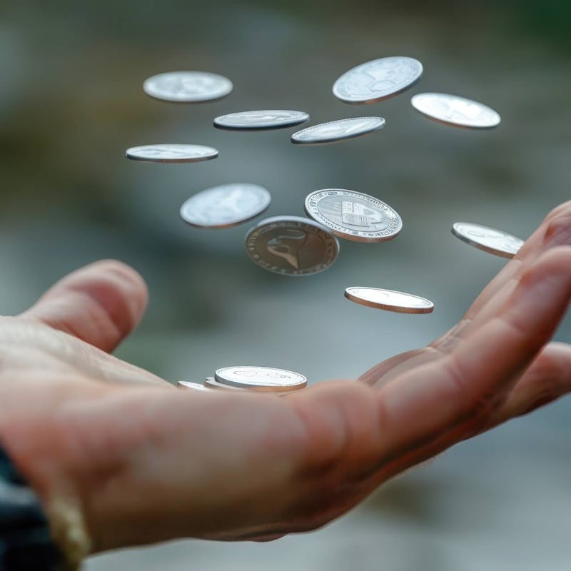 Münzgeld aus der Hand geworfen