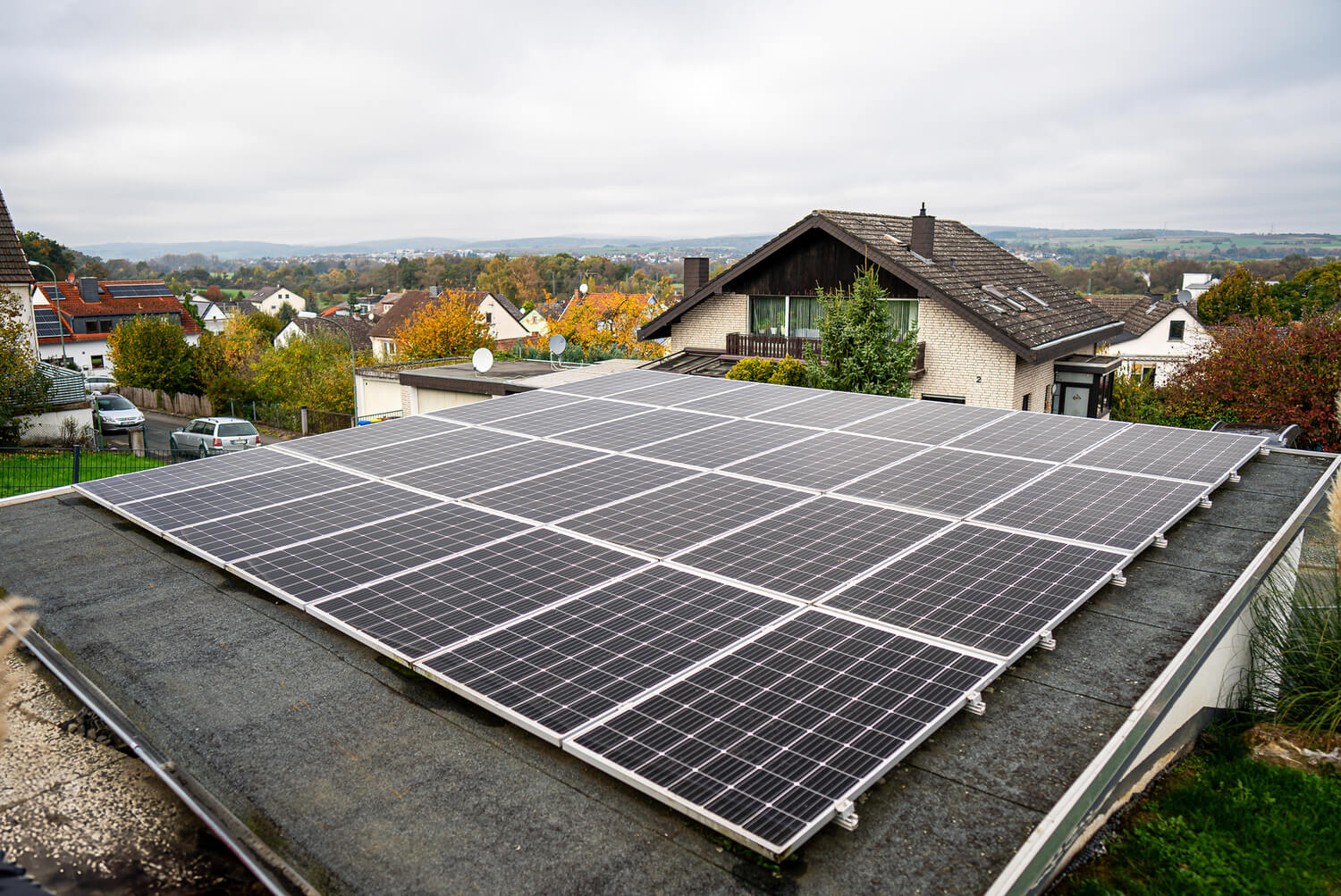 Dach mit Solaranlage, das gemietet wurde