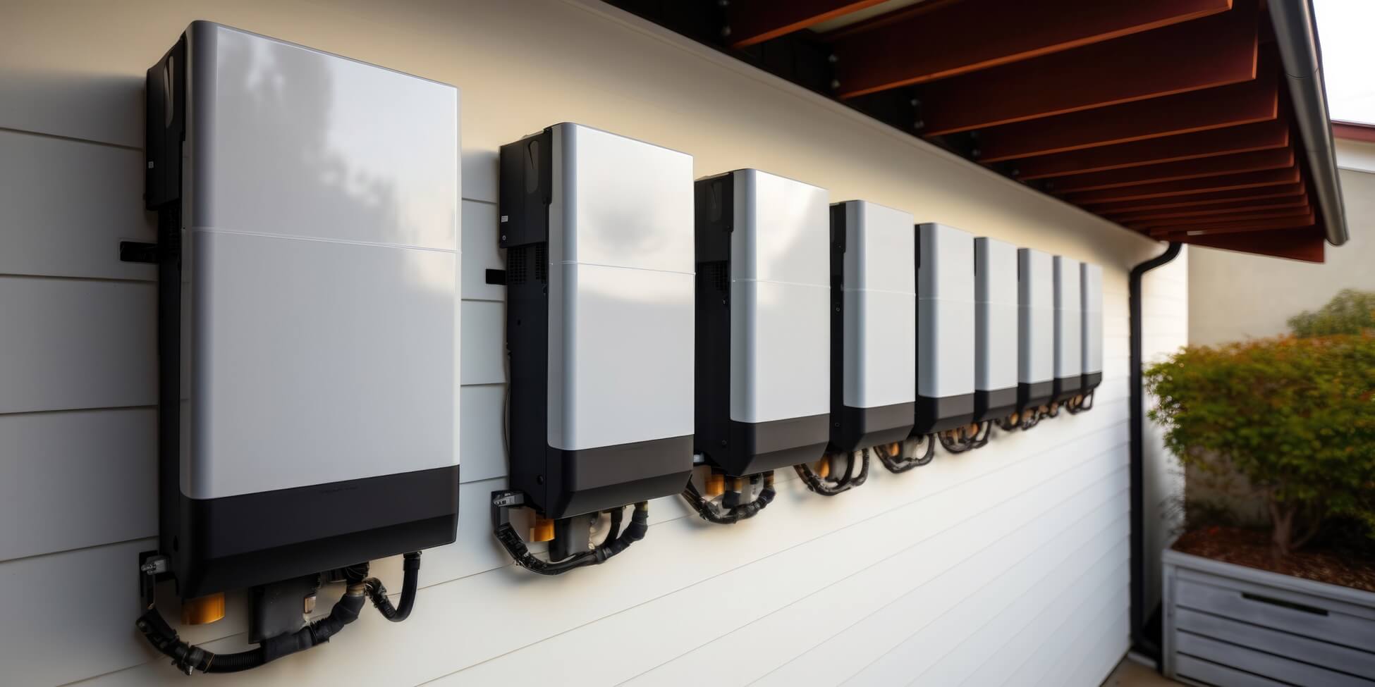 Stromspeicher an einer Hauswand