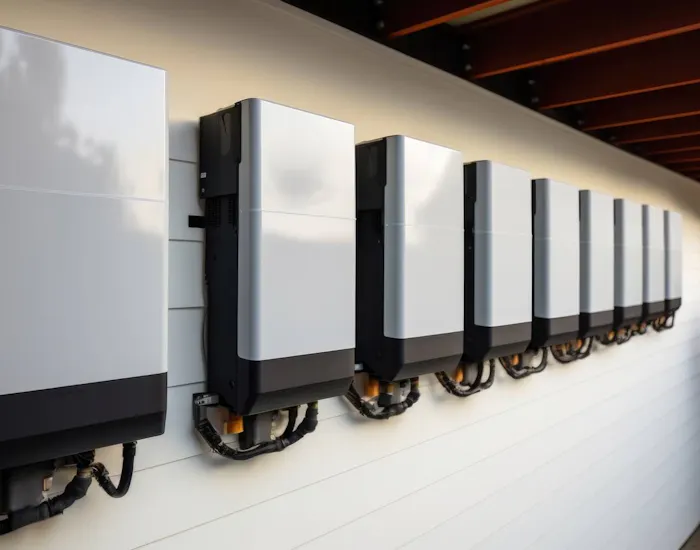 Stromspeicher an einer Hauswand, installiert nach einer individuellen Beratung zur passenden Speichergröße Stromspeicher an einer Hauswand, installiert nach einer individuellen Beratung zur passenden Speichergröße