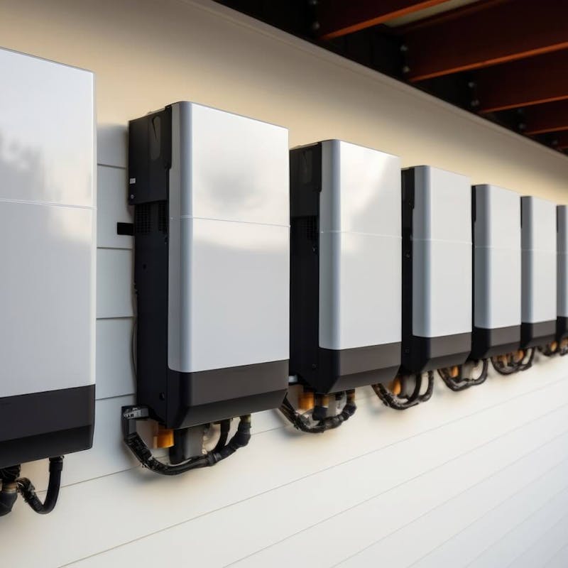 Stromspeicher an einer Hauswand Stromspeicher an einer Hauswand