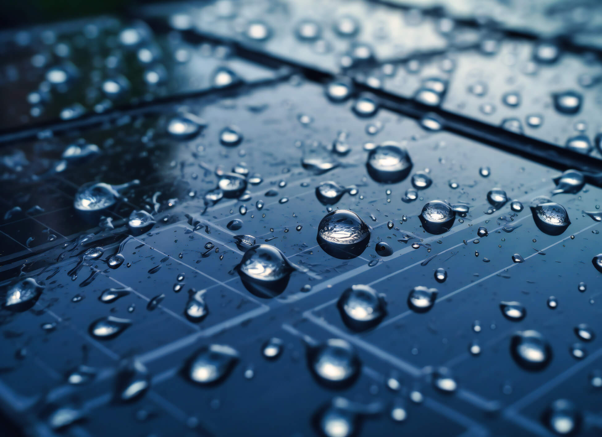 Solarpanel voller Regentropfen