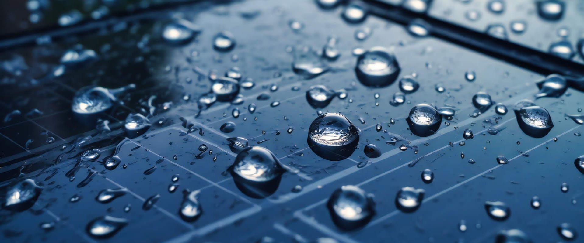 Solarpanel voller Regentropfen Solarpanel voller Regentropfen