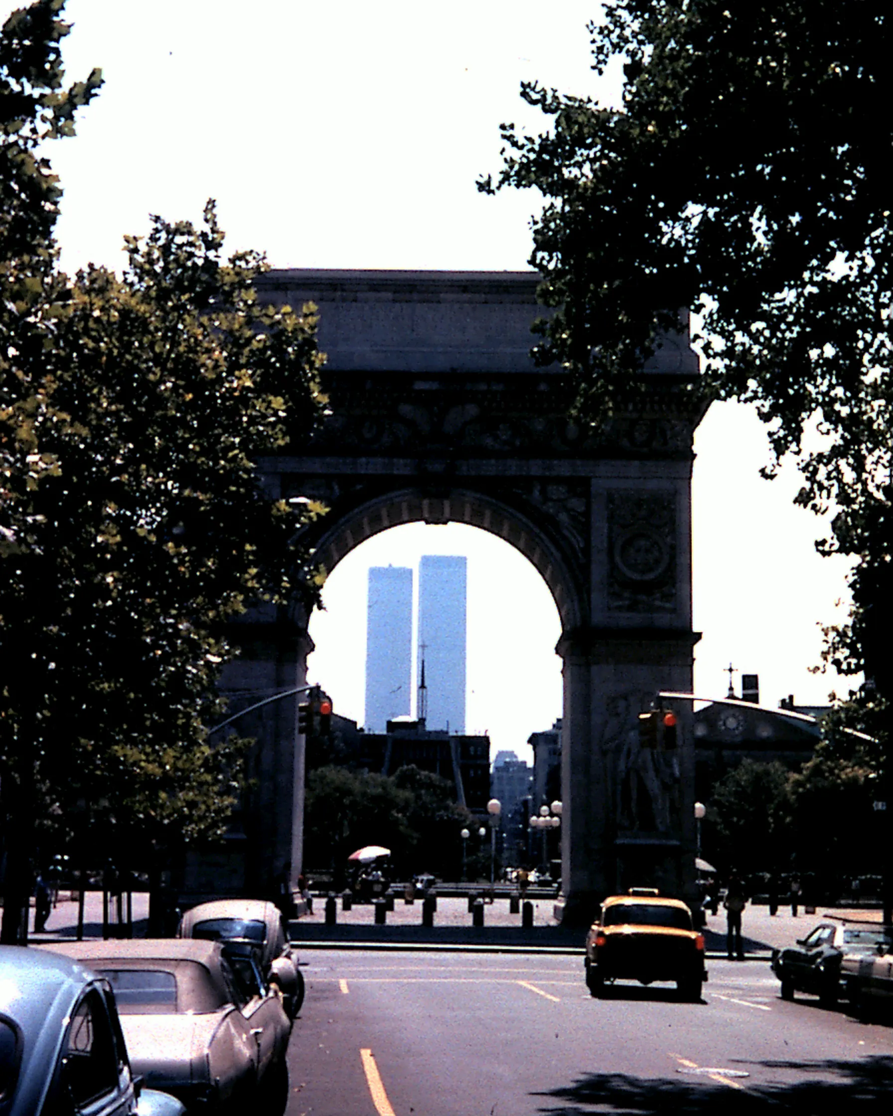 Lower Manhattan seen from Washington Square in 1975, the summer Taxi Driver was shot. Photo: HO87875, CC BY-SA 4.0, via Wikimedia Commons.