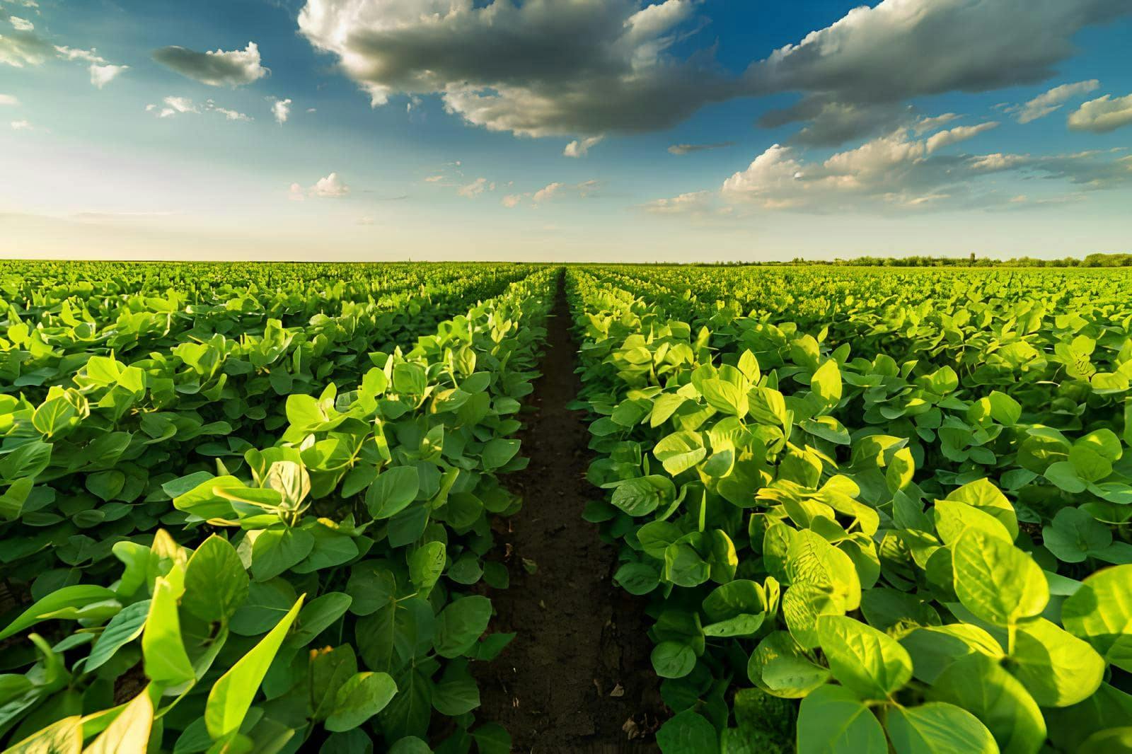 a soy monoculture extending into the distance