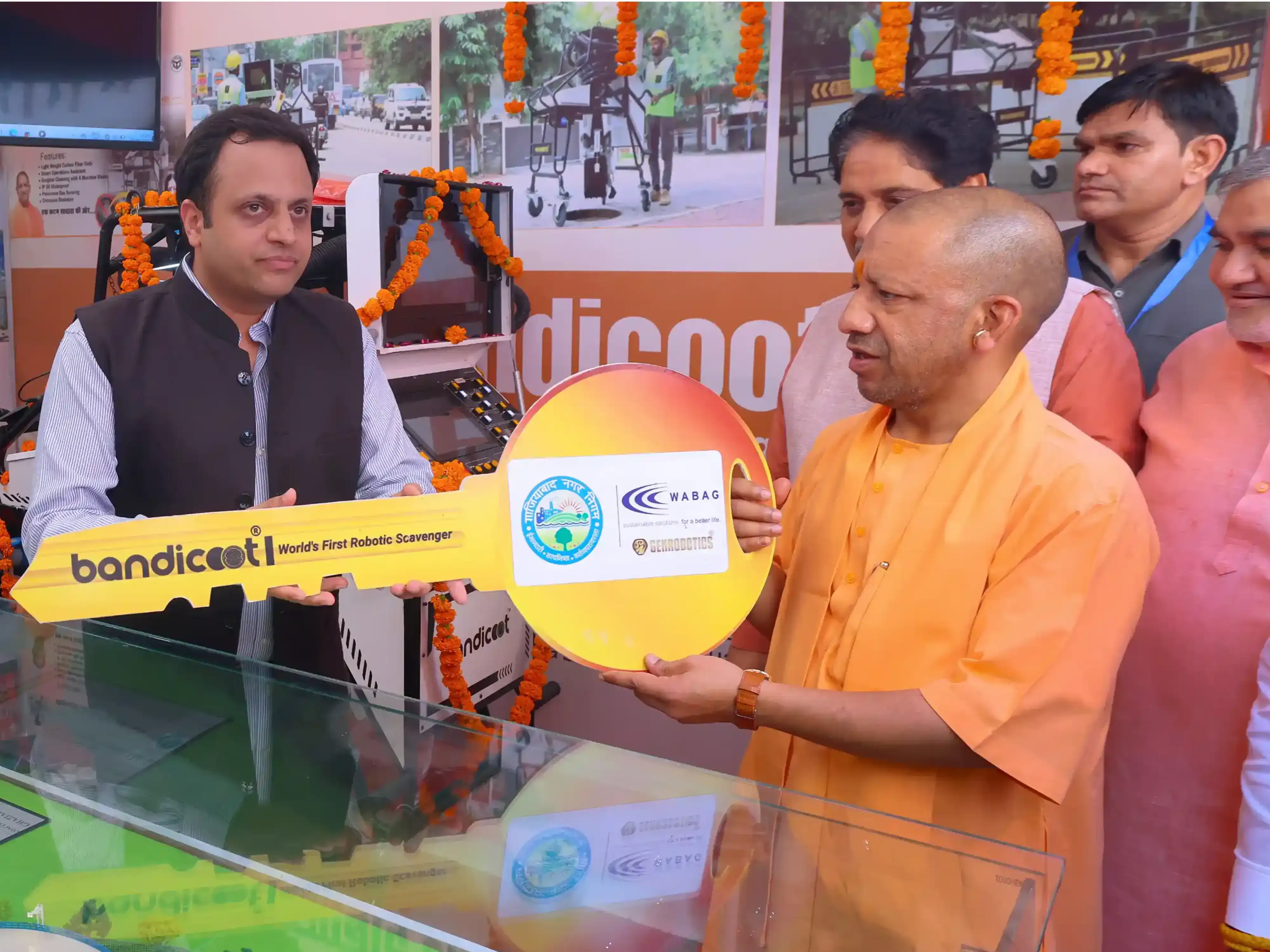 UP Ghaziabad MC gives demo of manhole-cleaning robot to Adityanath