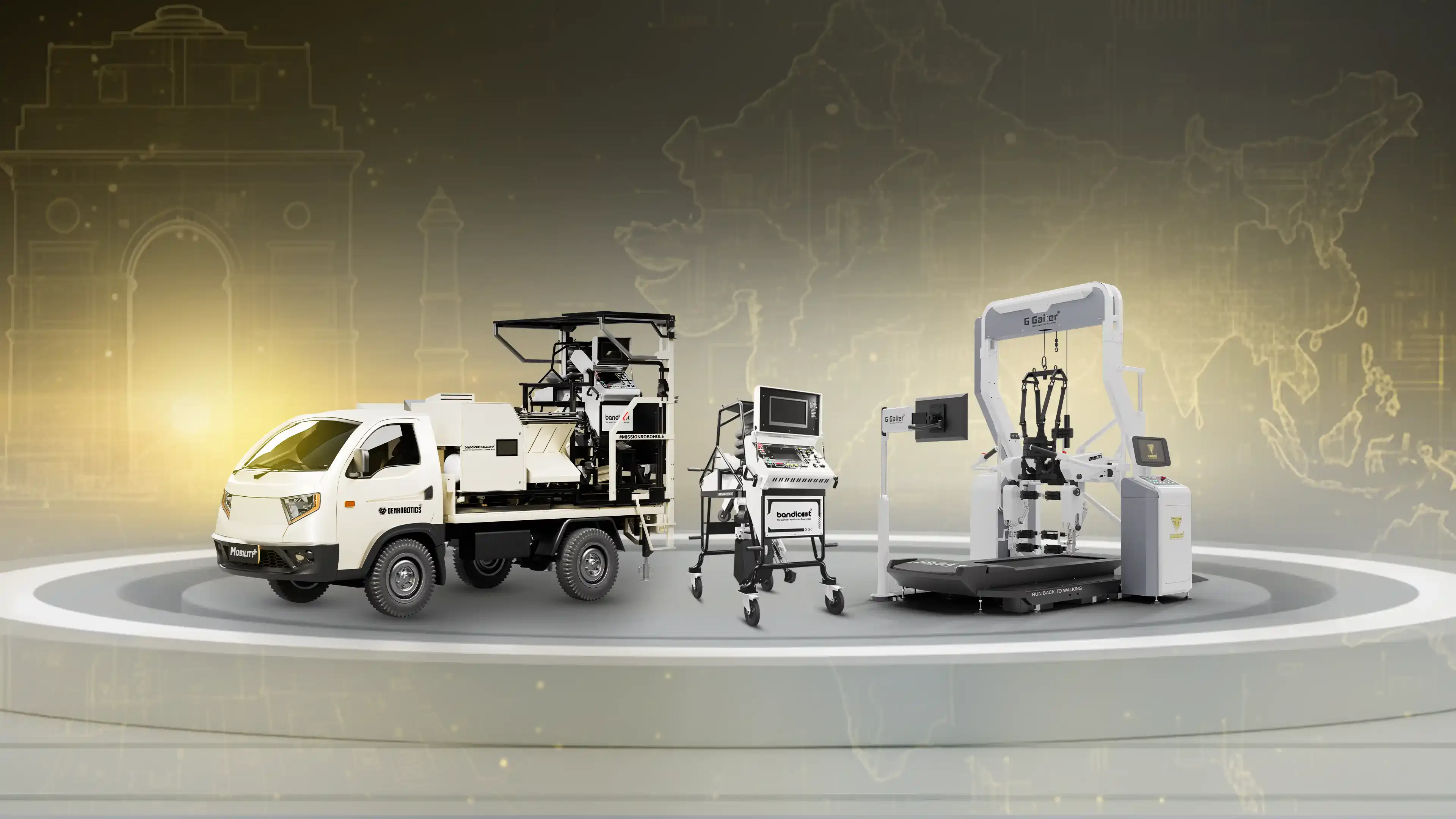 Robotics products displayed by Genrobotics.