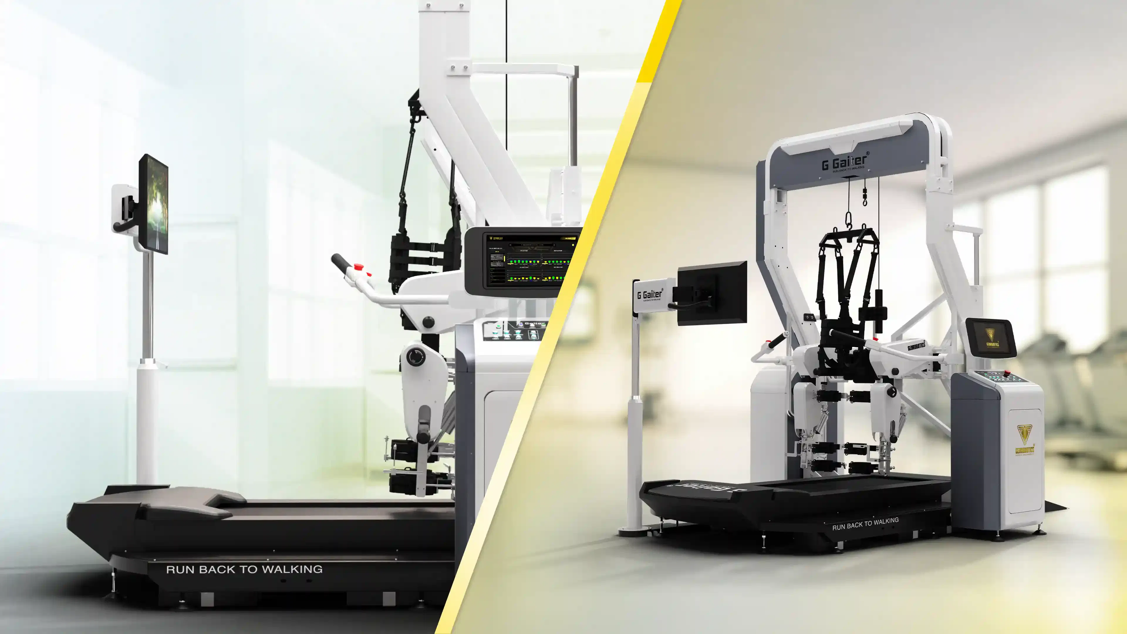 G Gaiter robotic gait training system in a rehabilitation setting.