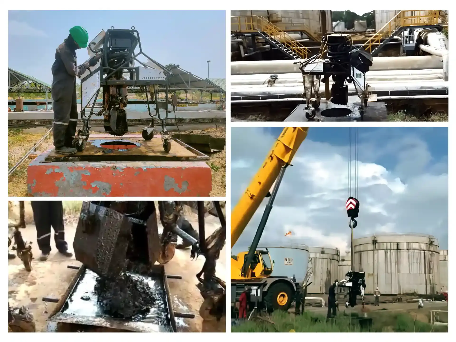 Bandicoot robots being operated inside MRPL Mangalore Refinery to diagnose and clear blocked OWS and SWS drainage networks.