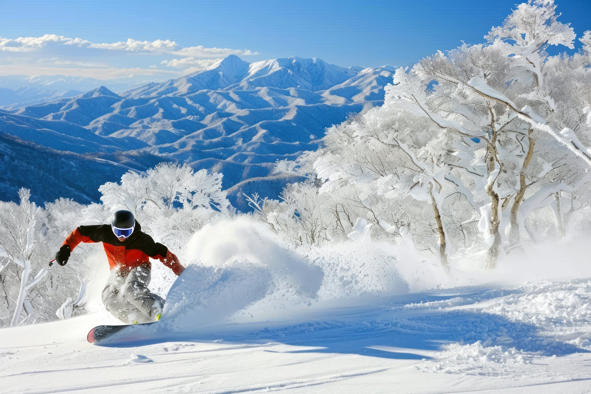 A man snowboarding