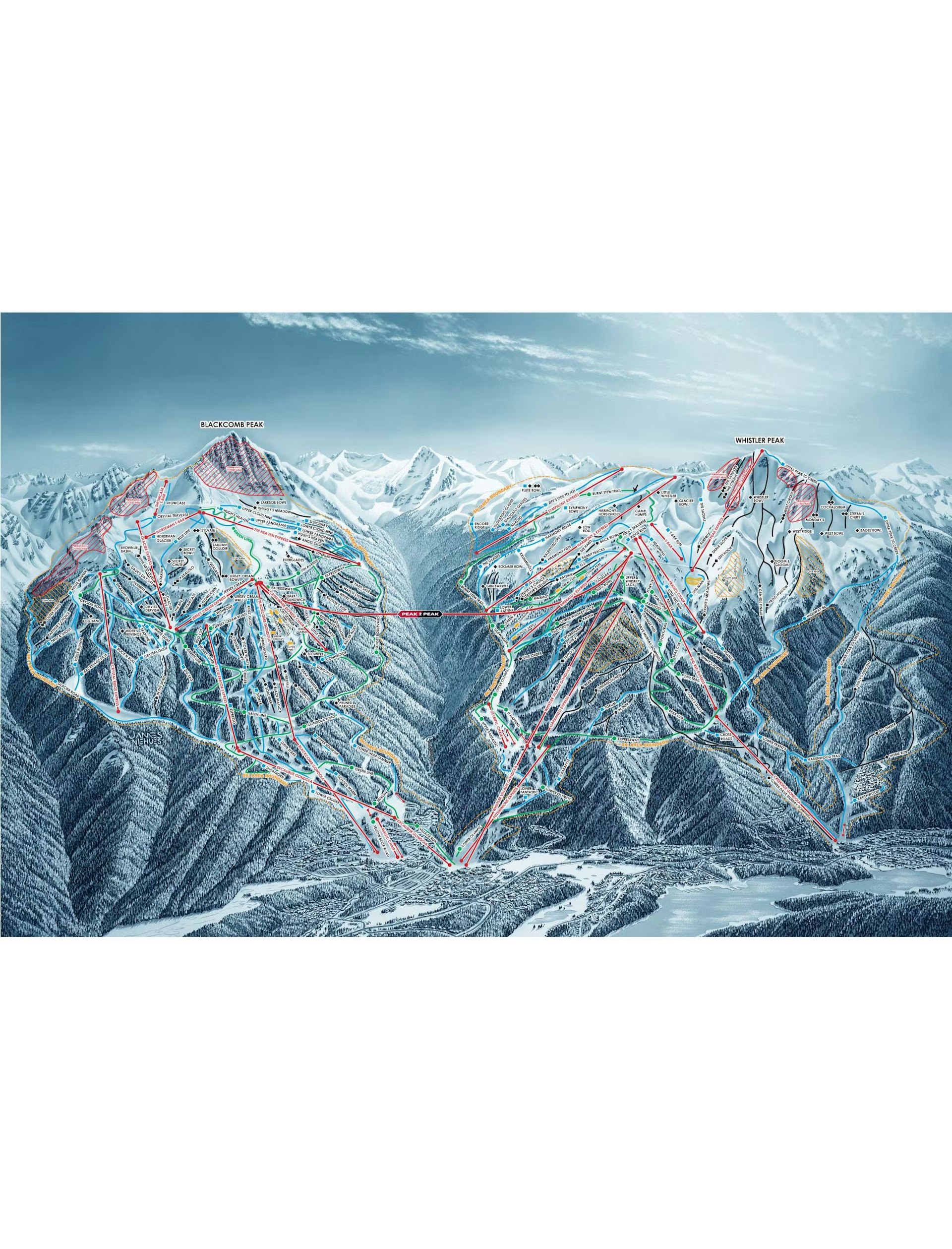 Whistler Blackcomb British Columbia Resort Trail Map