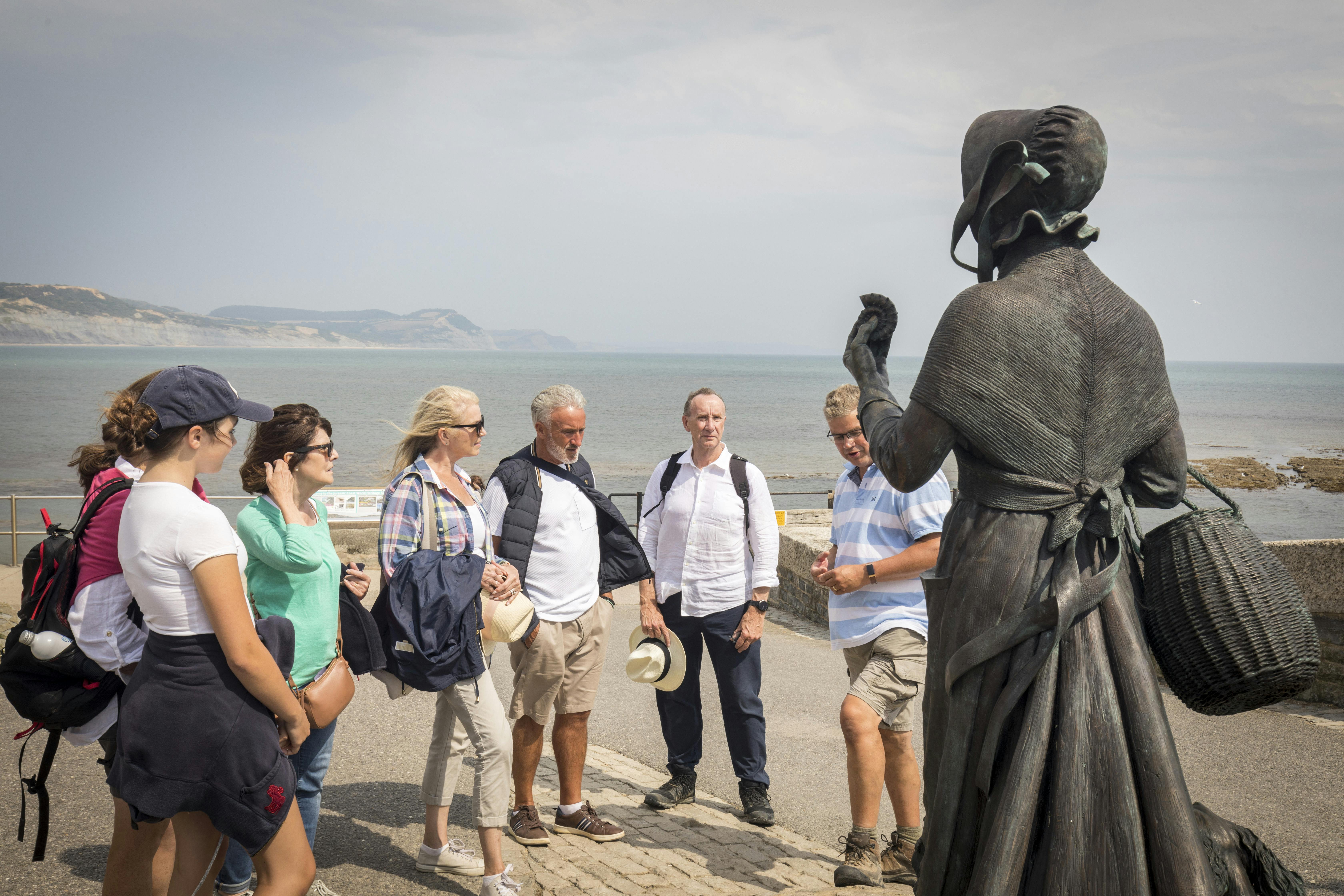 Mary Anning statue, Lyme Regis, Southern England