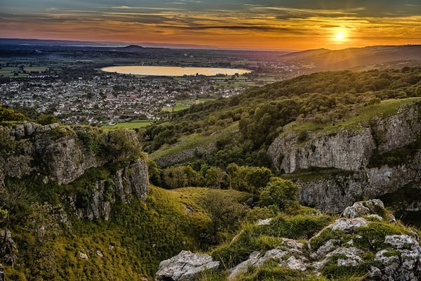 Cheddar Gorge in the Mendip Hills, Somerset, England
