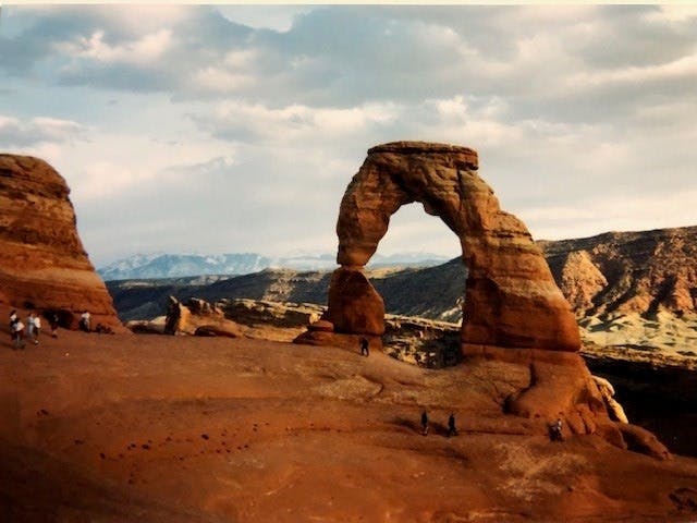 A photo from one of Katriona's favourite outcrop visits, to Arches National Park, Utah