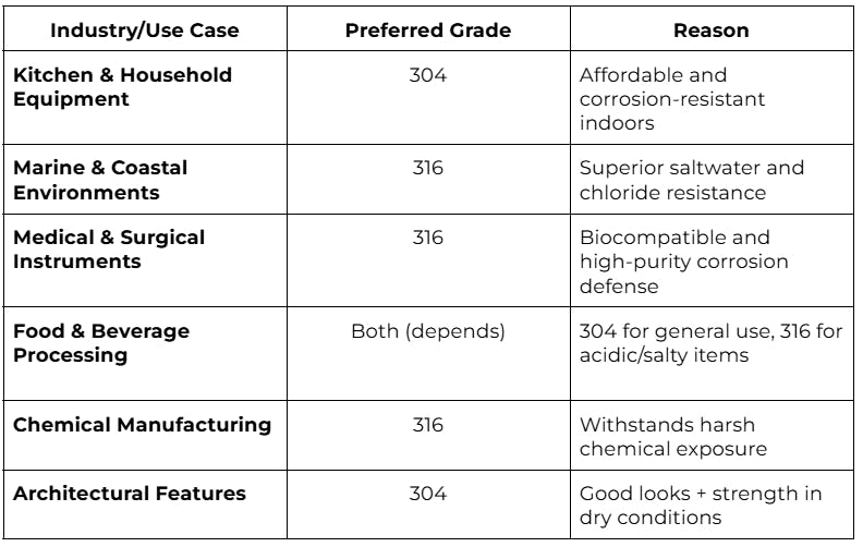 application comparison table
