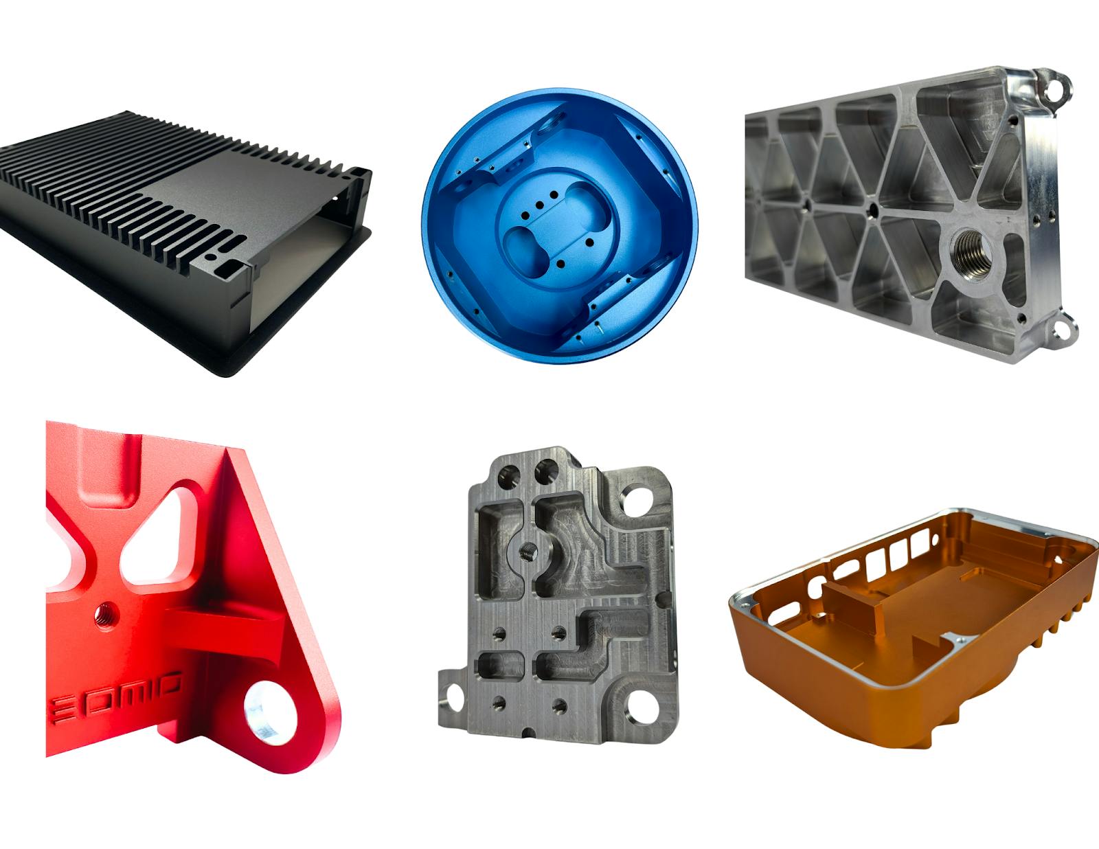 A collection of CNC milled parts