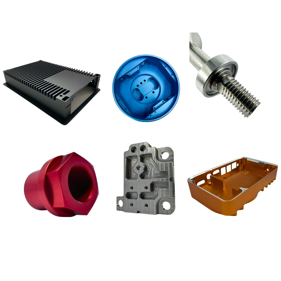 A collection of CNC-machined parts