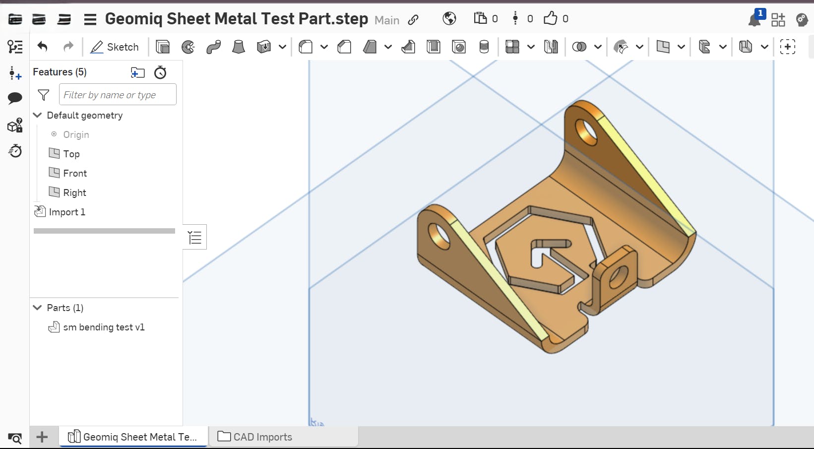 Sheet metal design using CAD software