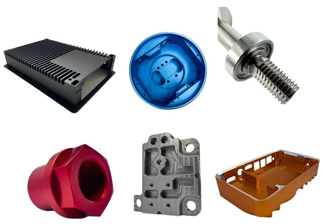 A collection of CNC-machined parts