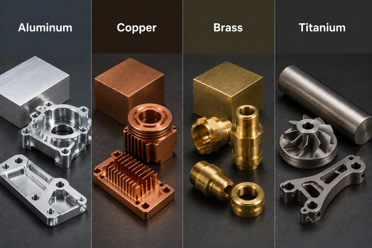 aluminium brass copper titanium in CNC Machining