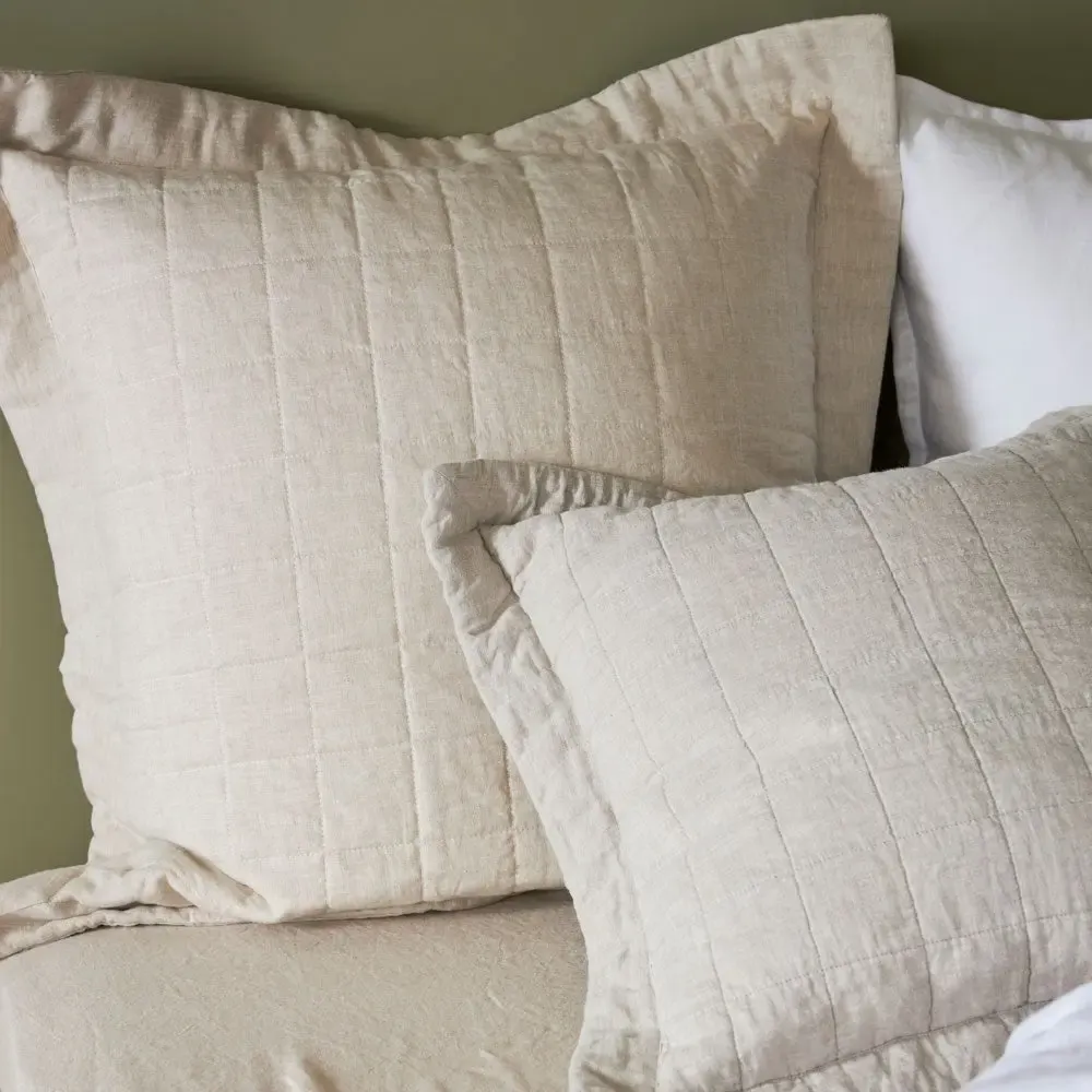 Pure Linen Quilted European Pillowcases Natural