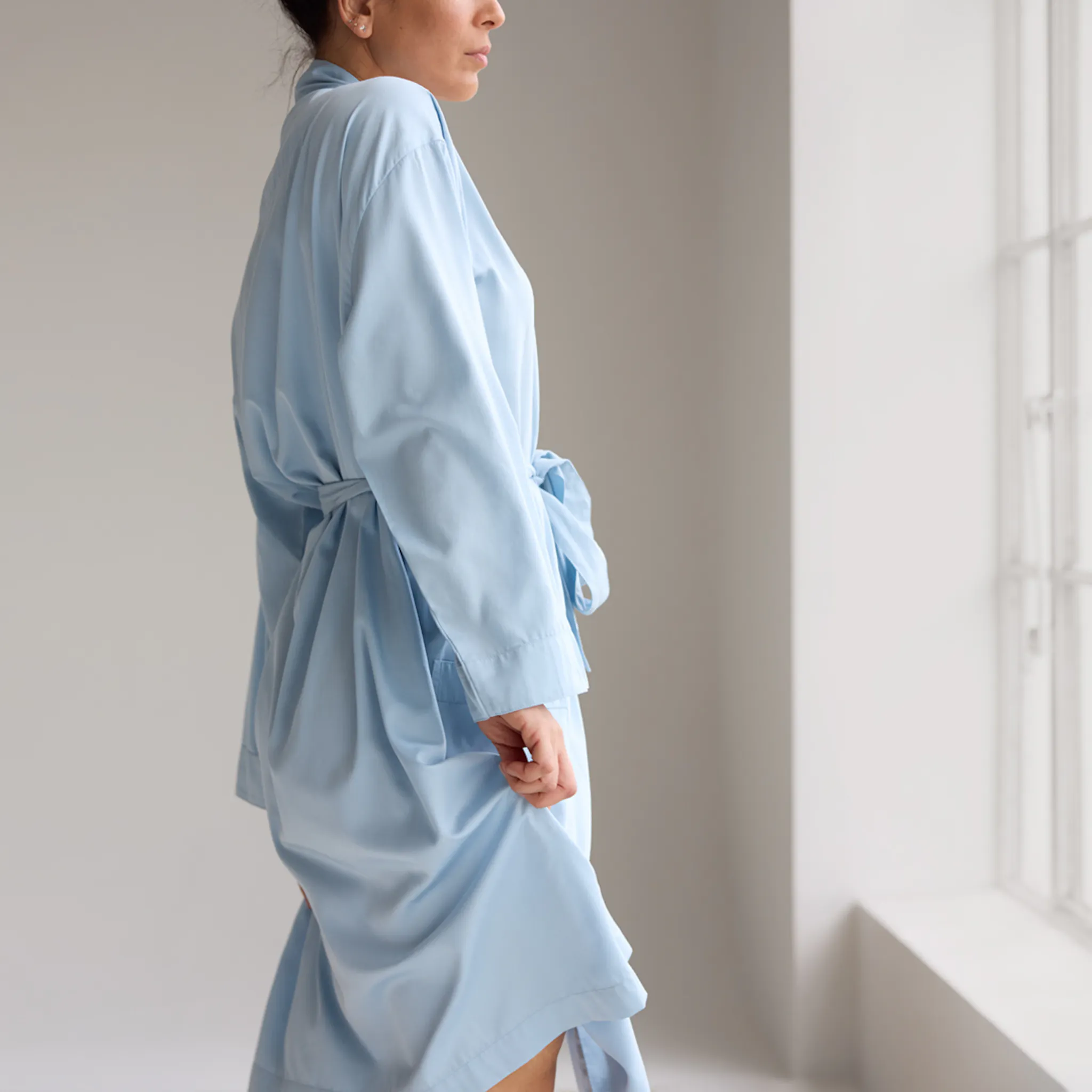 Bamboo Cotton Bath Robe in Sky