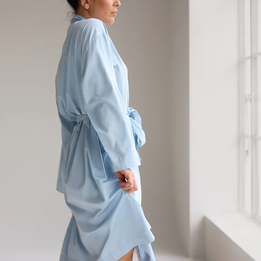 Bamboo Cotton Bath Robe in Sky