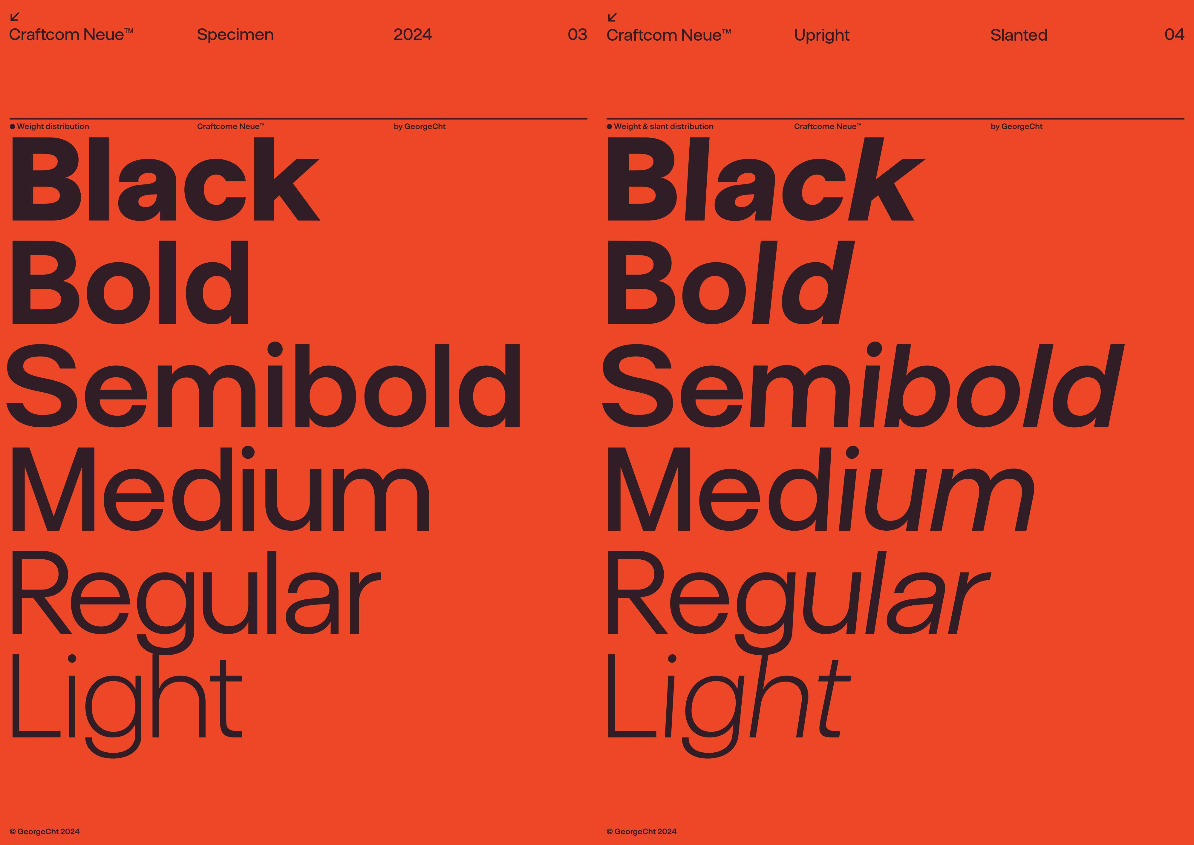 Craftcom Neue typeface specimen