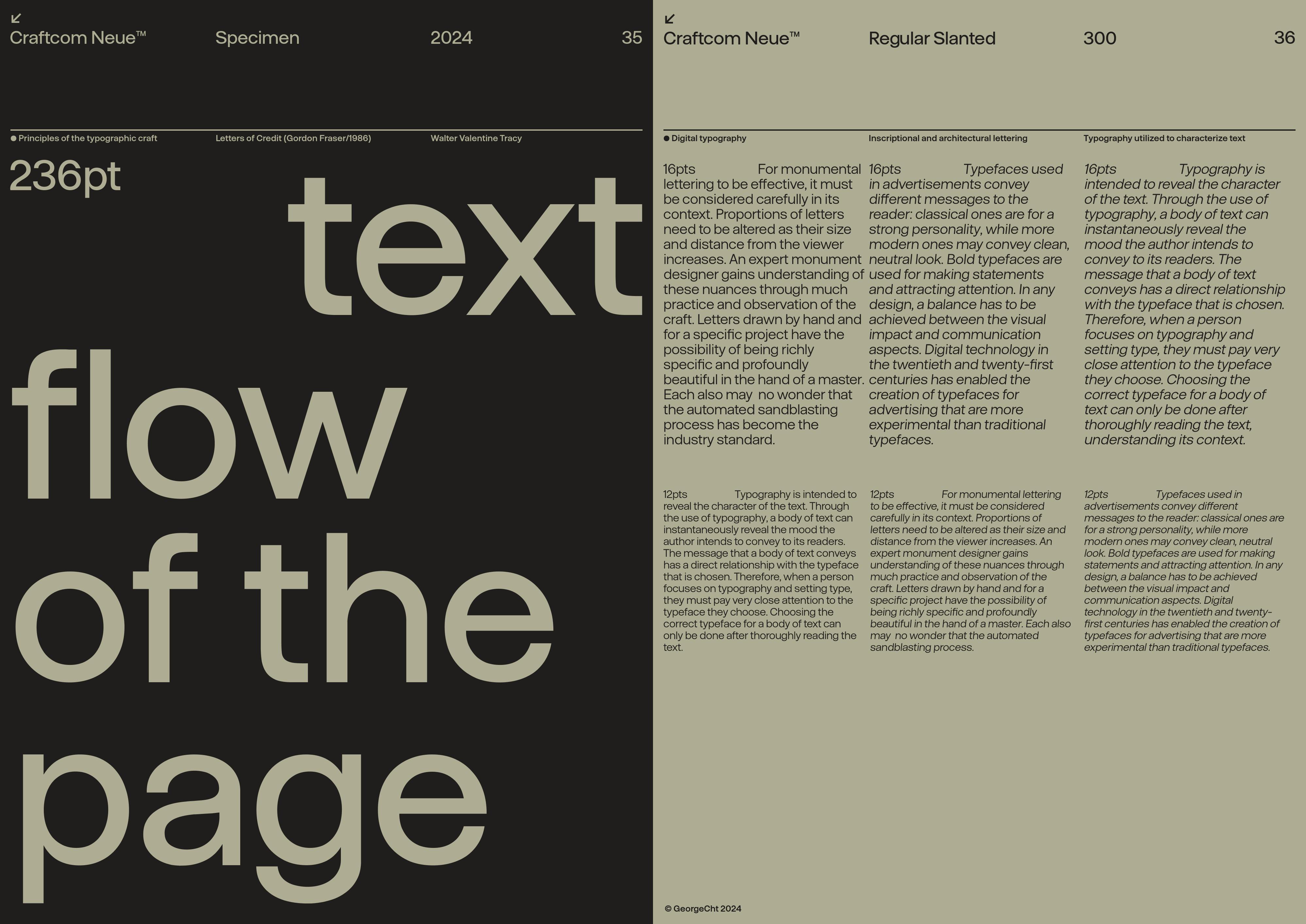 Craftcom Neue typeface specimen