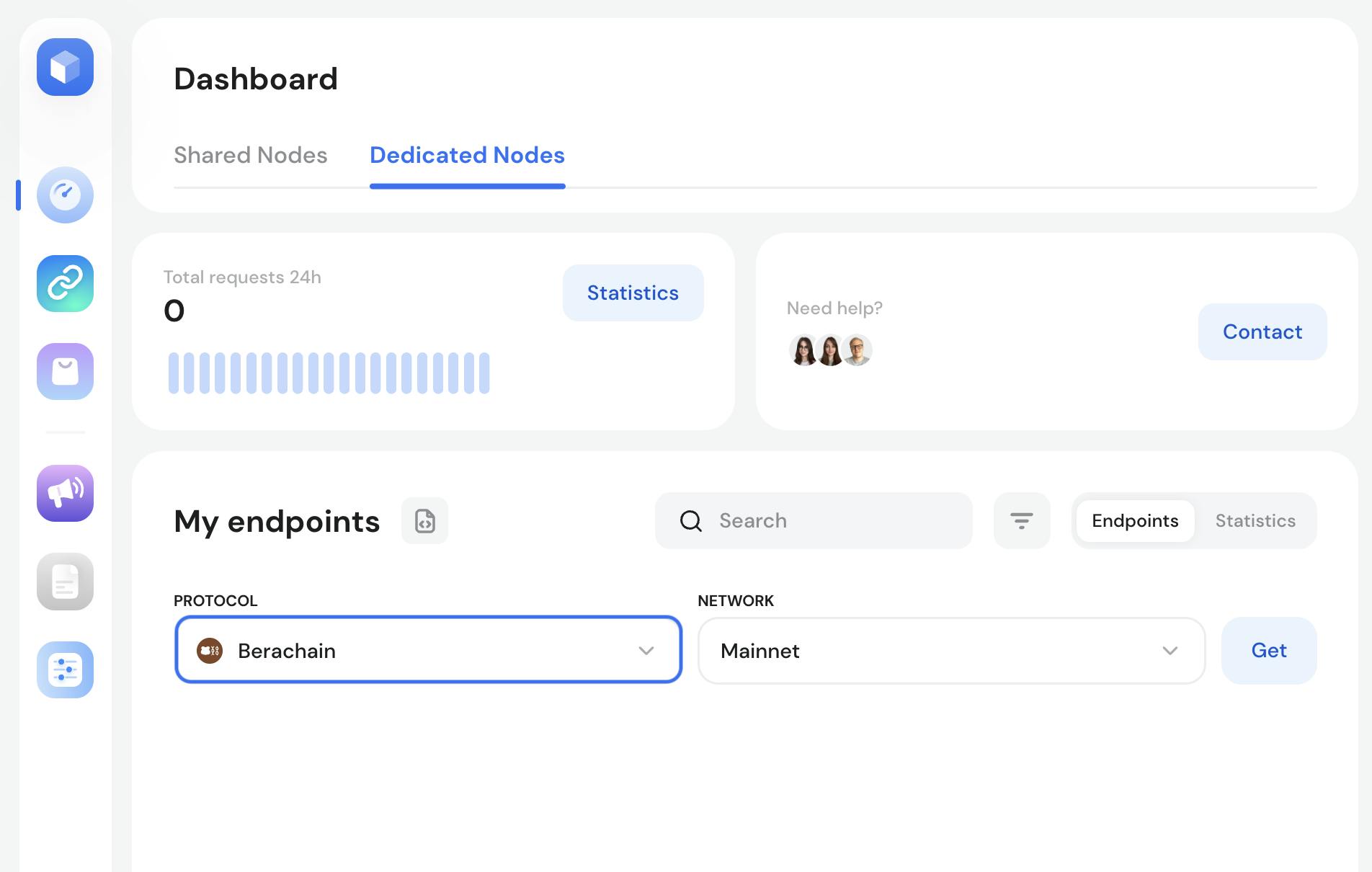 Private Berachain node deployment interface on GetBlock