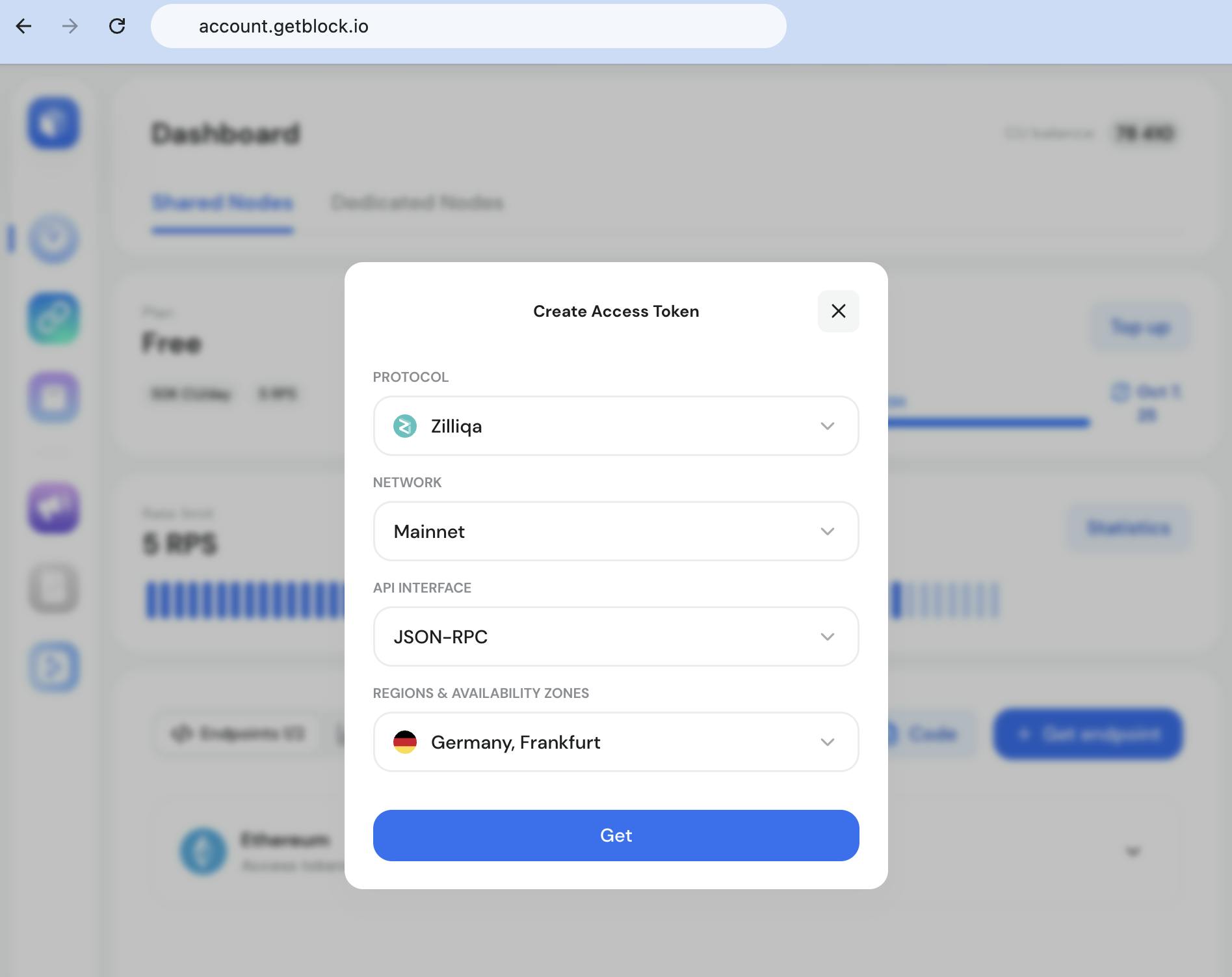 Zilliqa RPC API setup via GetBlock dashboard