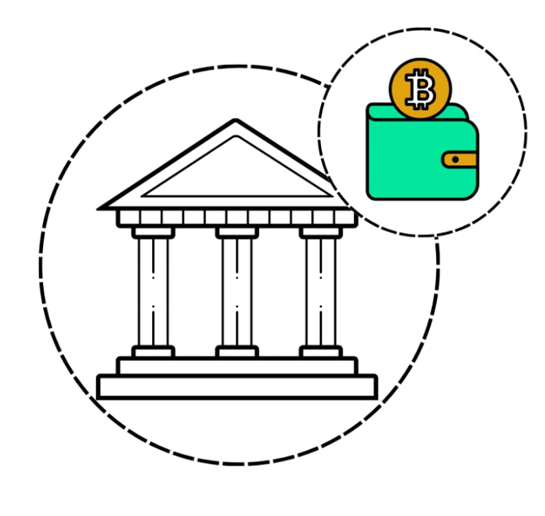 Centralized crypto wallet illustration