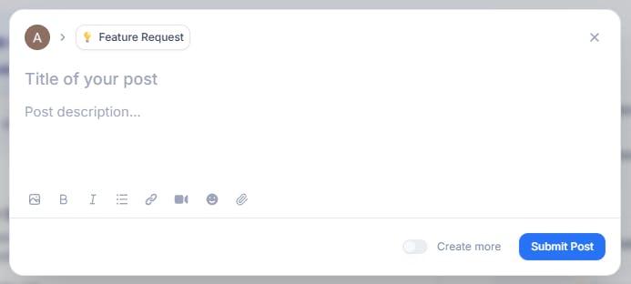 Feedback Portal new post creation interface